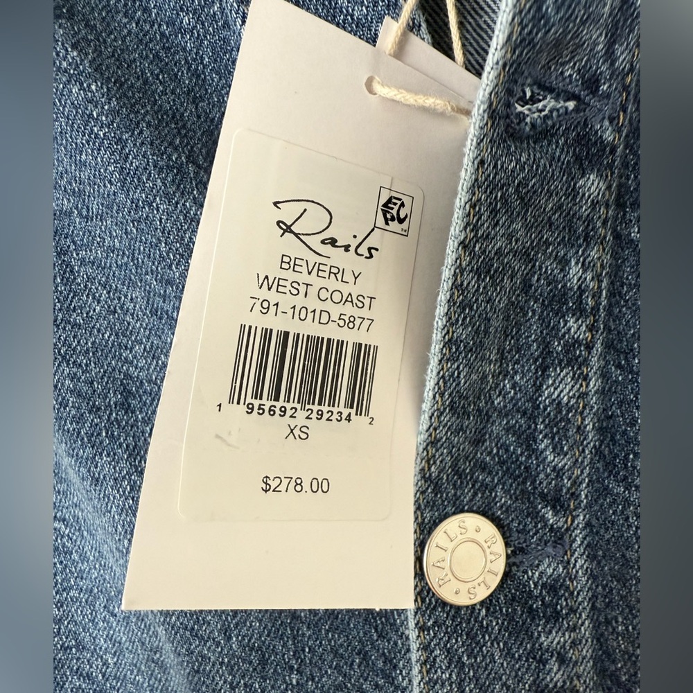 NWT Rails Beverly 100% Cotton Button Front Denim Long Sleeve Dress in West Coast - Picture 8 of 16